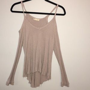 Waffle Knit LA Hearts Cold Shoulder Top